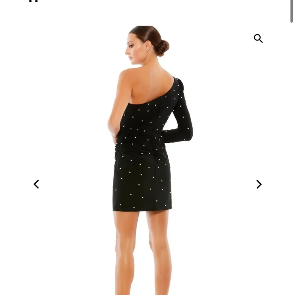 Ieena for Mac Duggal black one shoulder dress with rhinestones 55667 - Picture 6 of 6